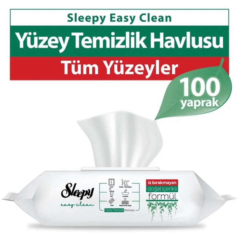SLEEPY YÜZEY TEMİZLEME HAVLUSU BEYAZ SABUN 100LÜ
