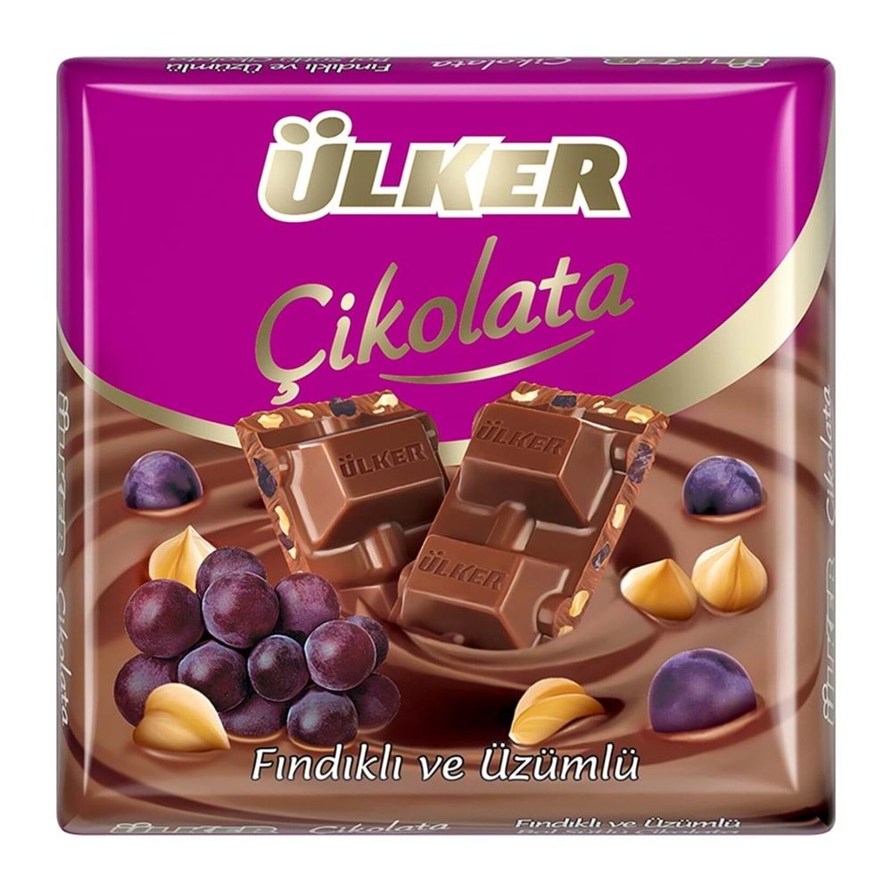 ÜLKER ÇİKOLATA ÜZÜMLÜ FINDIKLI SÜTLÜ 60GR