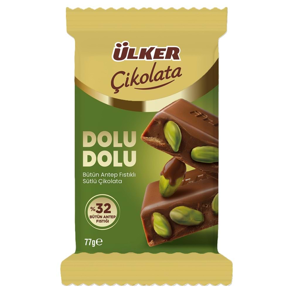 ÜLKER ÇİKOLATA DOLU DOLU TAB %32 ANTEP FISTIKLI 77GR
