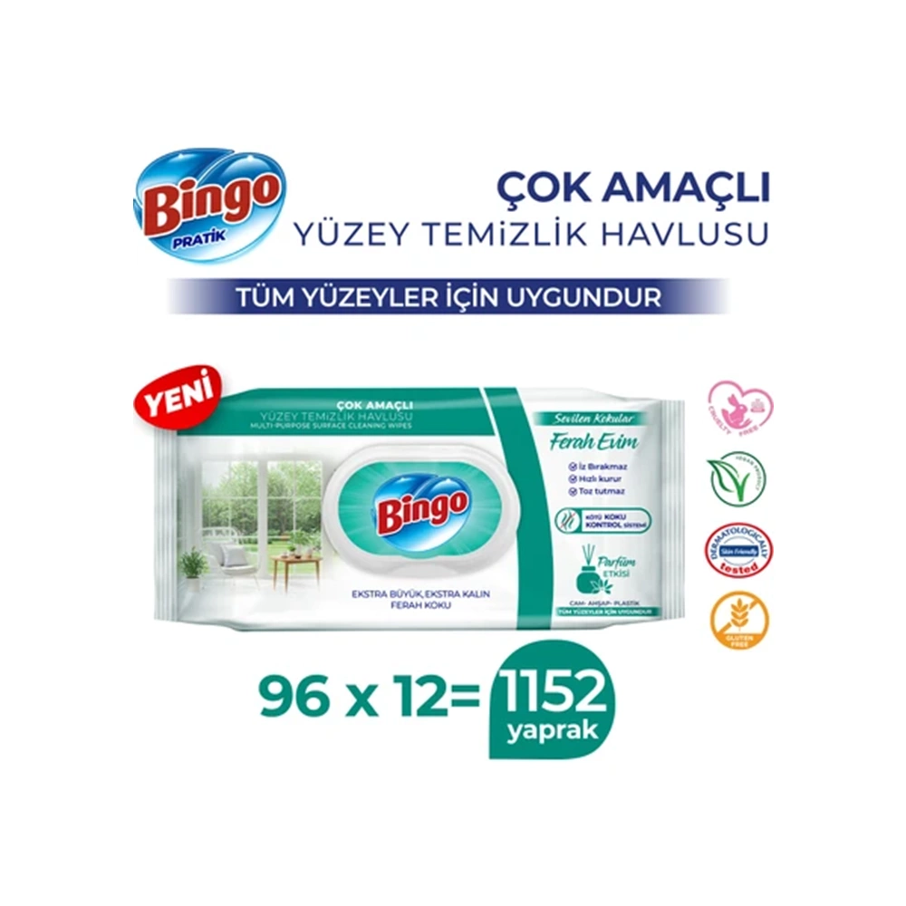 BİNGO YÜZEY TEMİZLEME HAVLUSU FERAH EV 96LI