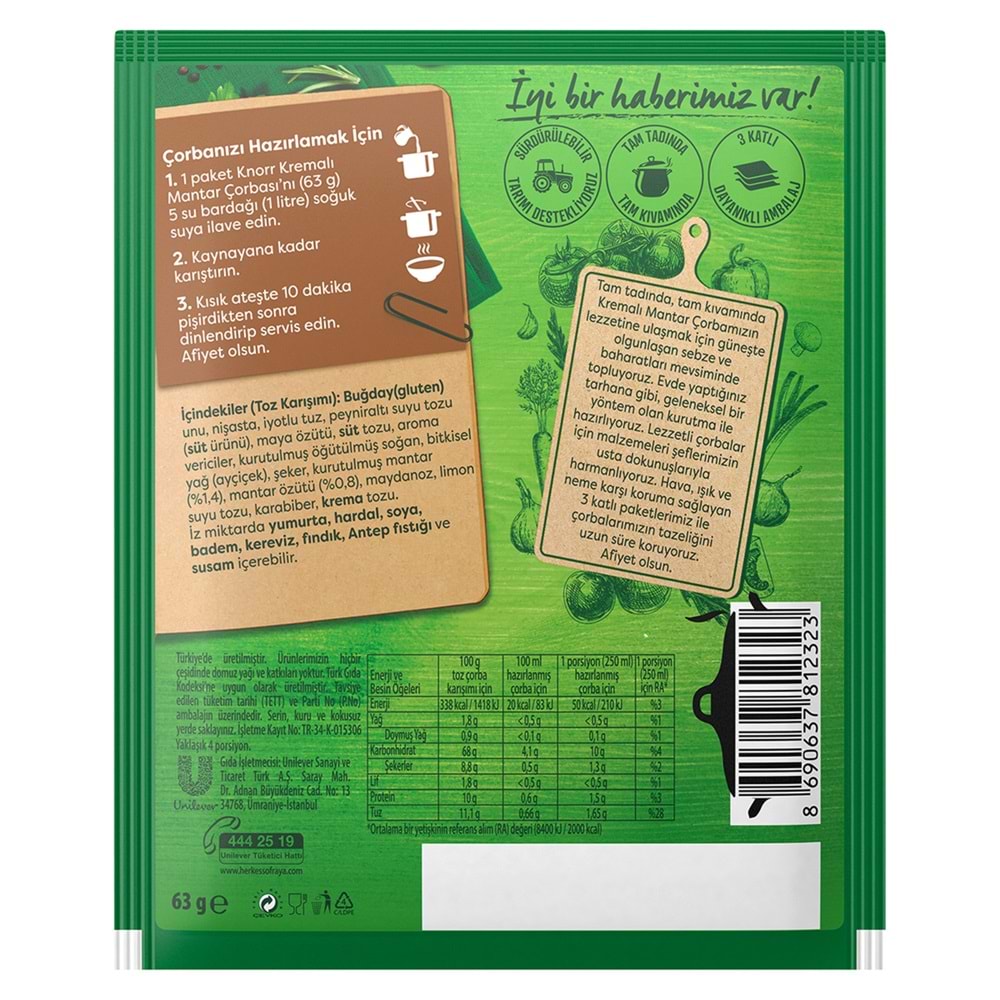 KNORR KREMALI MANTAR ÇORBASI
