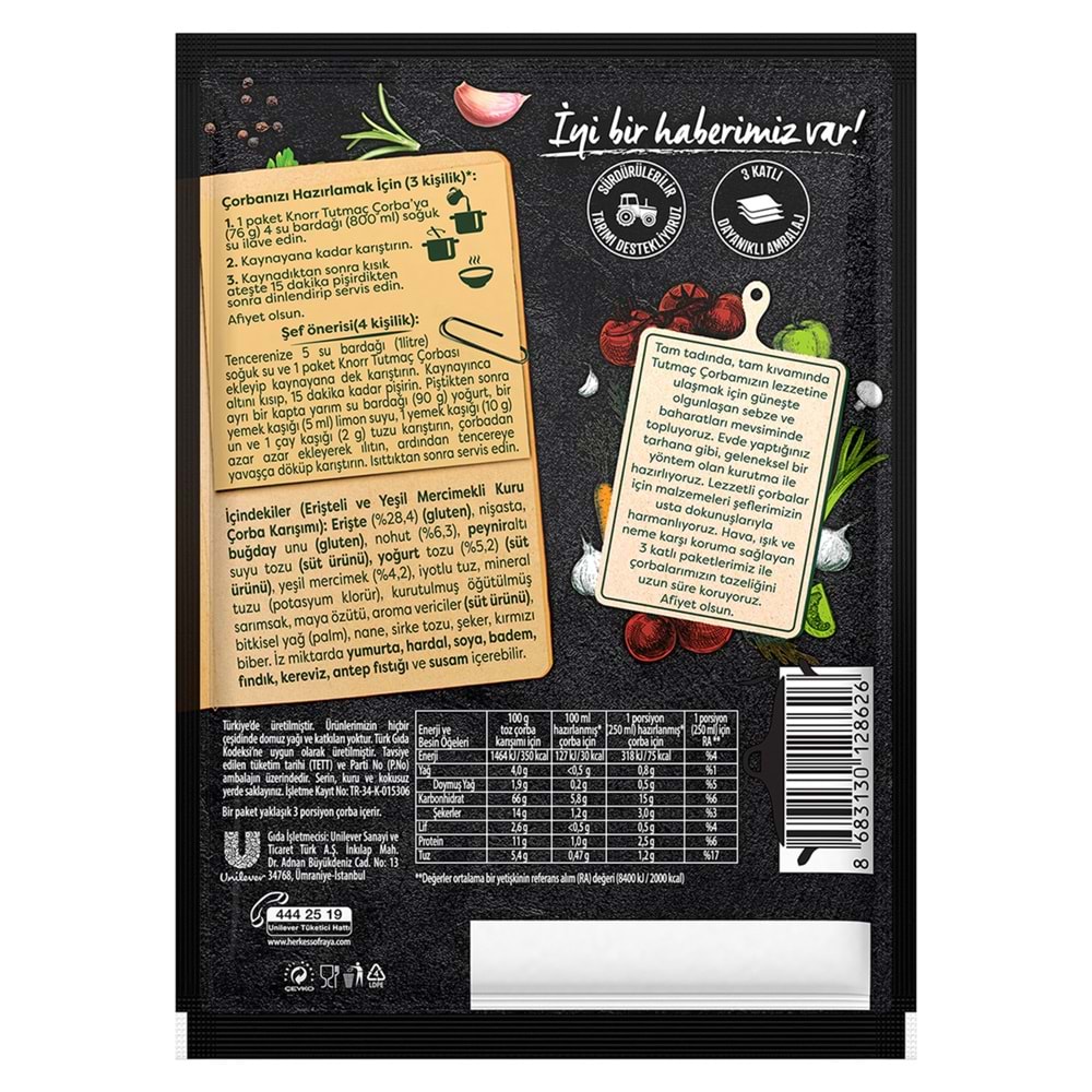 KNORR TUTMAÇ ÇORBASI 76GR