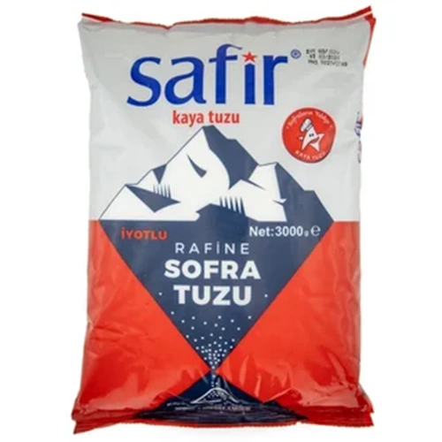 SAFİR İYOTLU POŞET TUZ 3KG