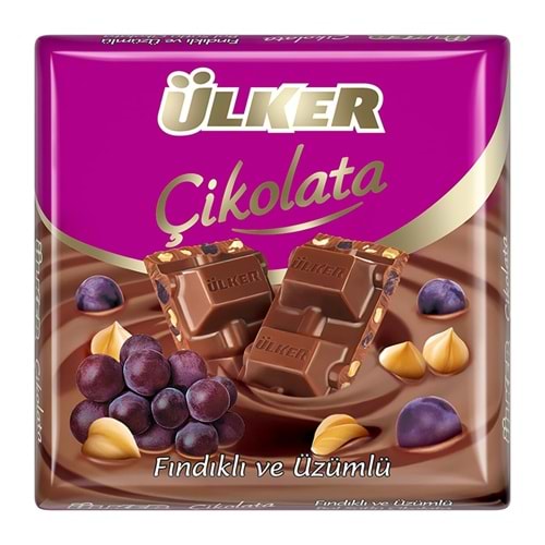ÜLKER ÇİKOLATA ÜZÜMLÜ FINDIKLI SÜTLÜ 60GR