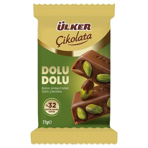ÜLKER ÇİKOLATA DOLU DOLU TAB %32 ANTEP FISTIKLI 77GR