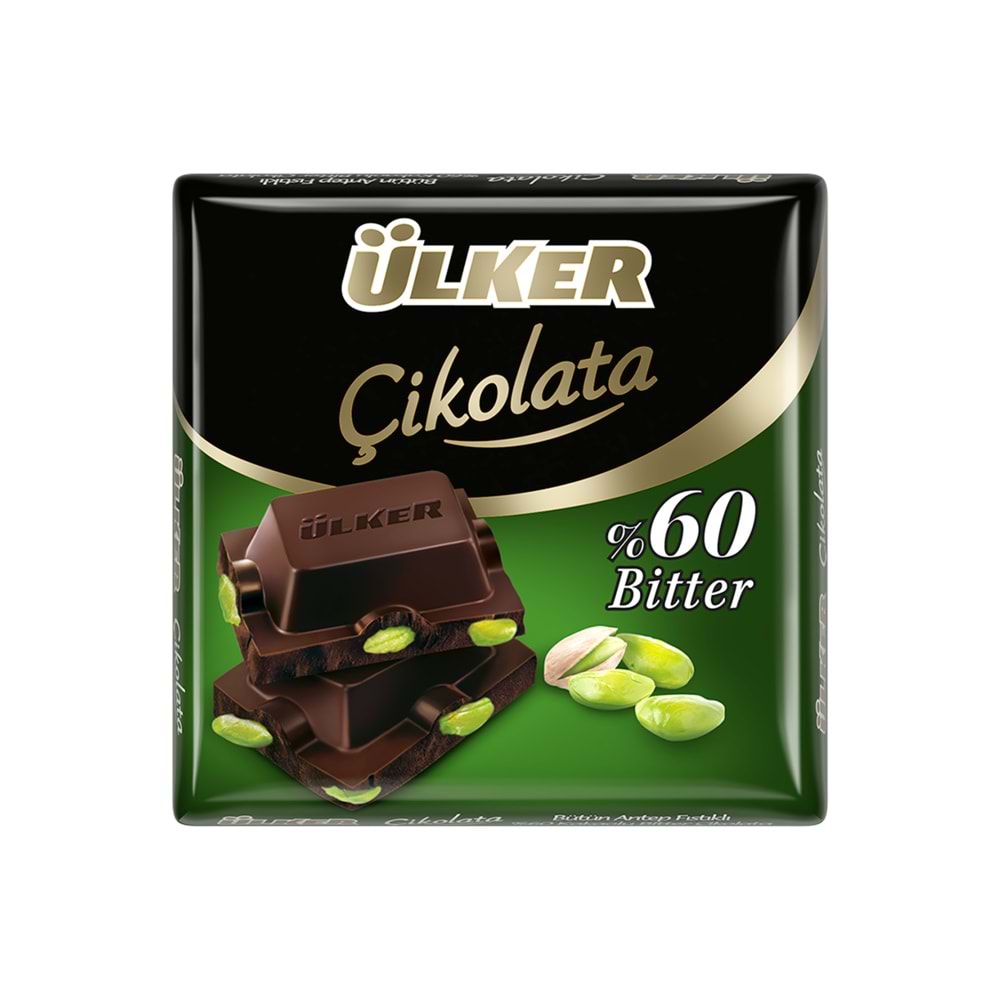 ÜLKER ÇİKOLATA ANTEPFISTIKLI BİTTER KARE 65GR